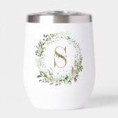 Eleganter botanischer Monogramm-Weinbecher mit Nam (Vorderseite)