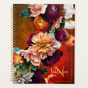 Eleganter botanischer Name Roter Rustikaler Vintag Planer