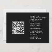 Eleganter botanischer QR-Code für Schwarz und Weiß Save The Date (Rückseite)