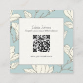 Eleganter botanischer QR-Code Quadratische Visitenkarte (Rückseite)