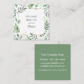 Eleganter botanischer Rahmen für Wasserfarben Quadratische Visitenkarte (Vorne/Hinten)