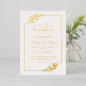 Eleganter botanischer Rahmen Gold Rosa Hochzeit Folieneinladung (Stehend vorne)