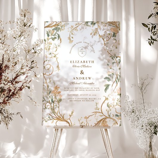 Eleganter botanischer Rahmen-Hochzeitstil im Herbs Acrylschild