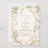 Eleganter botanischer Rahmen-Hochzeitstil im Herbs Save The Date (Vorderseite)
