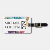 Eleganter botanischer Regenbogen mit Blumen Mit Mo Gepäckanhänger (Vorderseite horizontal)