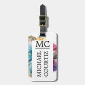 Eleganter botanischer Regenbogen mit Blumen Mit Mo Gepäckanhänger (Vorderseite vertikal)