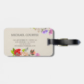 Eleganter botanischer Regenbogen mit Blumen Mit Mo Gepäckanhänger (Rückseite horizontal)