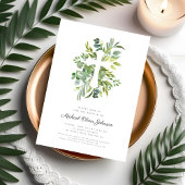 Eleganter Botanischer Religiöser Cross Baptismus Einladung