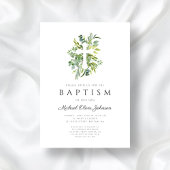 Eleganter Botanischer Religiöser Cross Baptismus Einladung
