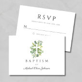 Eleganter Botanischer Religiöser Cross Baptismus RSVP Karte