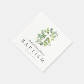 Eleganter Botanischer Religiöser Cross Baptismus Serviette (Ecke)