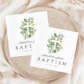 Eleganter Botanischer Religiöser Cross Baptismus Serviette