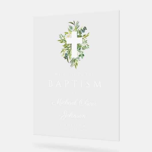 Eleganter botanischer religiöser Taufe Acrylschild (Winkel)