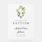 Eleganter botanischer religiöser Taufe Acrylschild (Vorderseite)