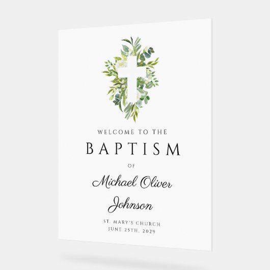 Eleganter botanischer religiöser Taufe Acrylschild (Winkel)