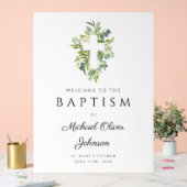 Eleganter botanischer religiöser Taufe Acrylschild (Hochzeit)