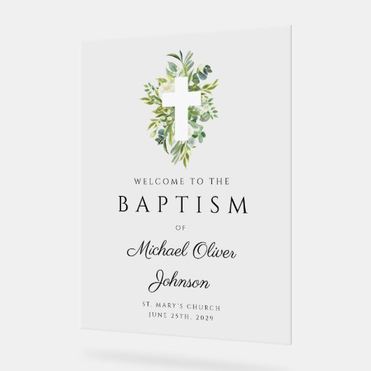 Eleganter botanischer religiöser Taufe Acrylschild (Winkel)