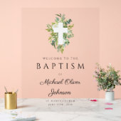 Eleganter botanischer religiöser Taufe Acrylschild (Hochzeit)