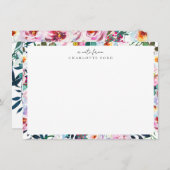 Eleganter botanischer Rosa Rosa weißer Blumenrahme Mitteilungskarte (Vorne/Hinten)