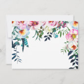 Eleganter botanischer Rosa Rosa weißer Blumenrahme Mitteilungskarte (Rückseite)