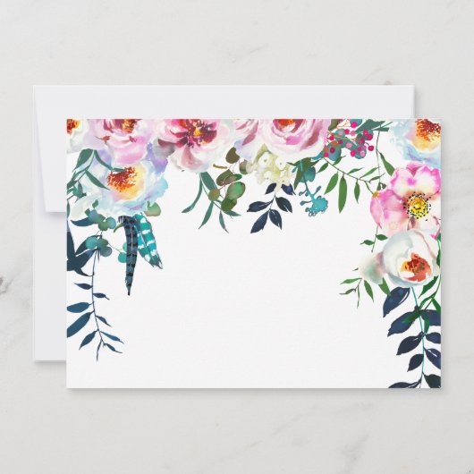 Eleganter botanischer Rosa Rosa weißer Blumenrahme Mitteilungskarte (Rückseite)