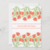 Eleganter Botanischer Roter Tulip 50. Geburtstag Einladung (Rückseite)