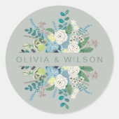 Eleganter Botanischer See Grün Chic Floral Classic Runder Aufkleber (Vorderseite)