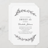 Eleganter botanischer Sweet 16. Garten 16. Geburts Einladung (Vorne/Hinten)