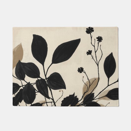Eleganter botanischer Teppich mit Blattmuster Fußmatte (Vorderseite)