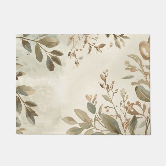Eleganter botanischer Teppich mit Blattmuster Fußmatte (Vorderseite)