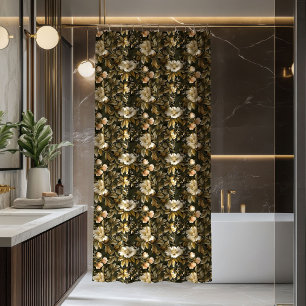 Eleganter botanischer Vorhang Salbeigrün Gold Druc