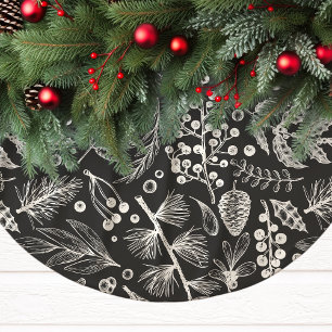 Eleganter botanischer Weihnachten Polyester Weihnachtsbaumdecke