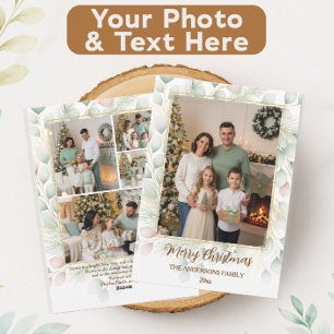 Eleganter botanischer Weihnachts-Familienfoto-Coll Feiertagskarte