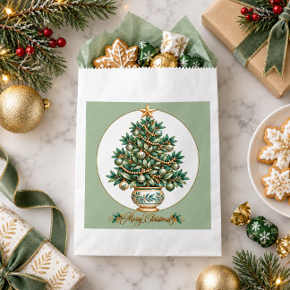 Eleganter botanischer Weihnachtsbaum Weihnachten Geschenktütchen