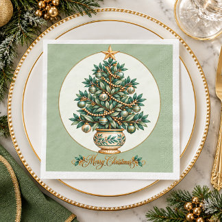 Eleganter botanischer Weihnachtsbaum Weihnachten Serviette