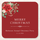 Eleganter botanischer Weihnachtsfeiertag im Party Rechteckiger Pappuntersetzer (Vorderseite)
