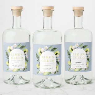 Eleganter botanischer Zitronenrahmen Limoncello Alkoholflaschenetikett