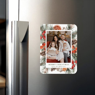 Eleganter botanischer Zitrusrahmen Feiertagsfoto Magnet
