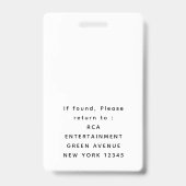 Eleganter Botnical-Klassiker VIP-PASS, Ausweis (Rückseite)