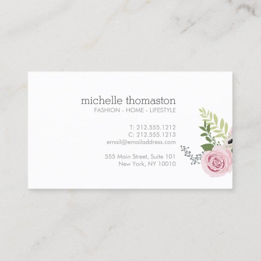 Eleganter Bouquet Stylist, Blogger, Designer Visitenkarte (Rückseite)