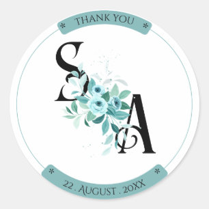 Eleganter Bouquet Wasserfarben Blumenaufkleber Runder Aufkleber