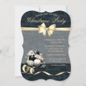 Eleganter Bow, Balls, Poinsettia Weihnachtsfest Pa Einladung (Vorderseite)