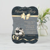 Eleganter Bow, Balls, Poinsettia Weihnachtsfest Pa Einladung (Stehend Vorderseite)