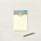 Eleganter Bow, Gold Blue Marble Texture Glitzer Post-it Klebezettel (Auf Schreibtisch)