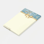 Eleganter Bow, Gold Blue Marble Texture Glitzer Post-it Klebezettel (angewinkelt)