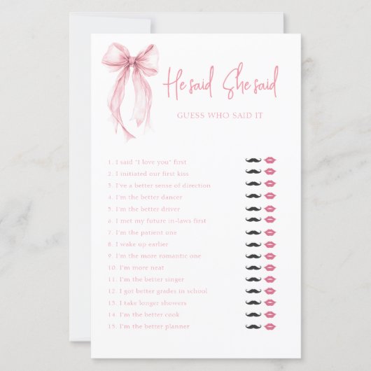 Eleganter Bow sagte er sagte, sie sagte Brautparty (Vorderseite)