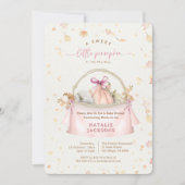 Eleganter Bow Sweet Pink Little Pumpkin Baby Showe Einladung (Vorderseite)