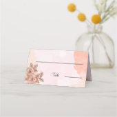 Eleganter brauner Blume Personalisierter Hochzeits Platzkarte (Vorderseite)