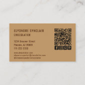 Eleganter brauner Chocolatier Social Icon QR Code  Visitenkarte (Rückseite)