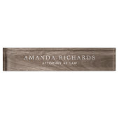 Eleganter brauner Eichenholzkorn-Look Namensplakette (Vorderseite)